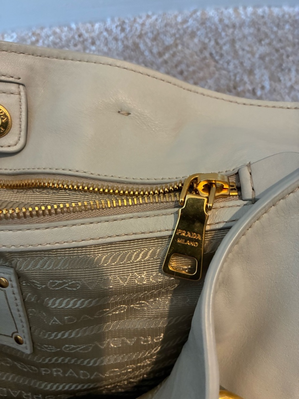 Prada Cream Leather Tote - Picture 10 of 11